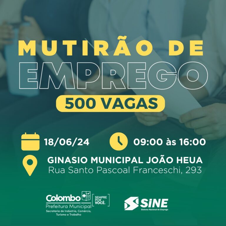 Prefeitura e Agência do Trabalhador promovem Mutirão do Emprego com oferta de 500 vagas Prefeitura e Agência do Trabalhador promovem Mutirão do Emprego com oferta de 500 vagas