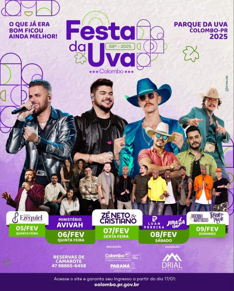 A 58ª Festa da Uva de Colombo está IMPERDÍVEL! A 58ª Festa da Uva de Colombo está IMPERDÍVEL!